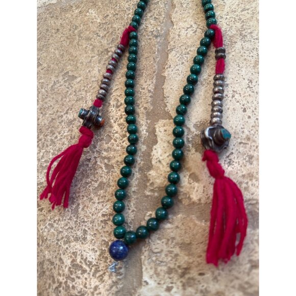 Bohemian Peacock Pendant Necklace & Beaded Tassel Necklace Set - Picture 3 of 8
